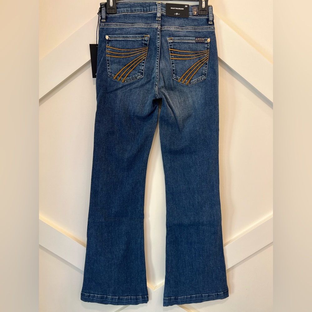 7 For All Mankind Tailorless Dojo Jeans Women’s Flare Leg Trousers NWT Size 25 - Picture 6 of 11